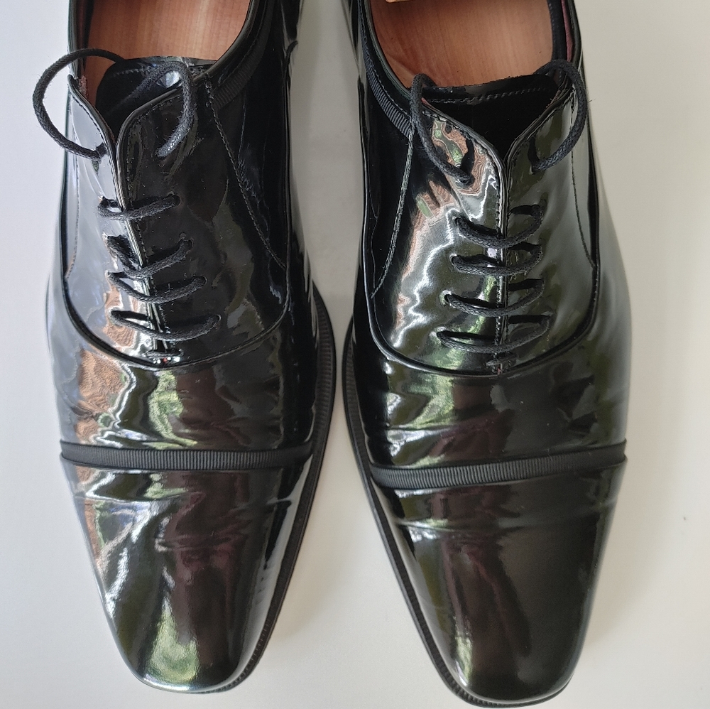 Mezlan patent leather cap toe formal oxford